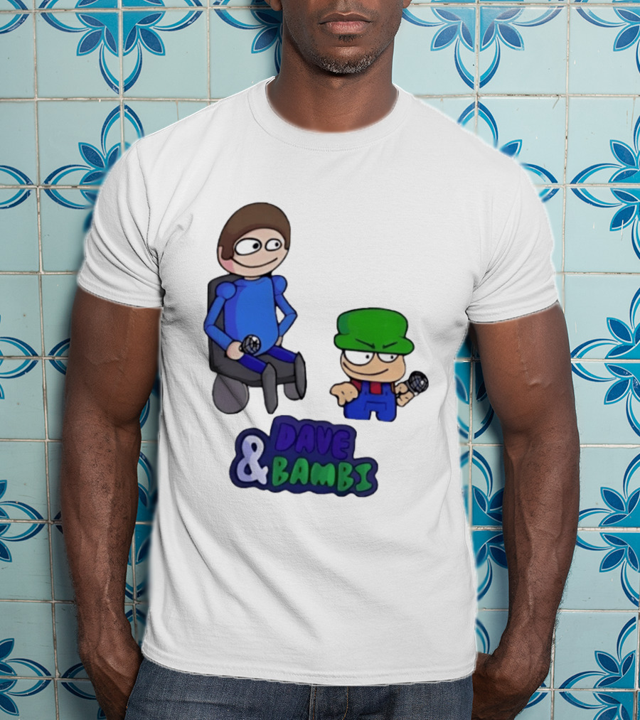 Friday Night Funkin Dave And Bambi Characters With Microphones T-Shirt