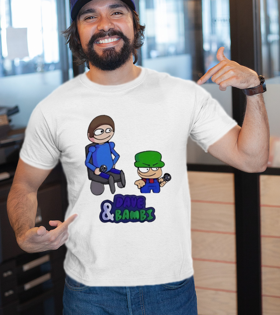 Friday Night Funkin Dave And Bambi Characters With Microphones T-Shirt