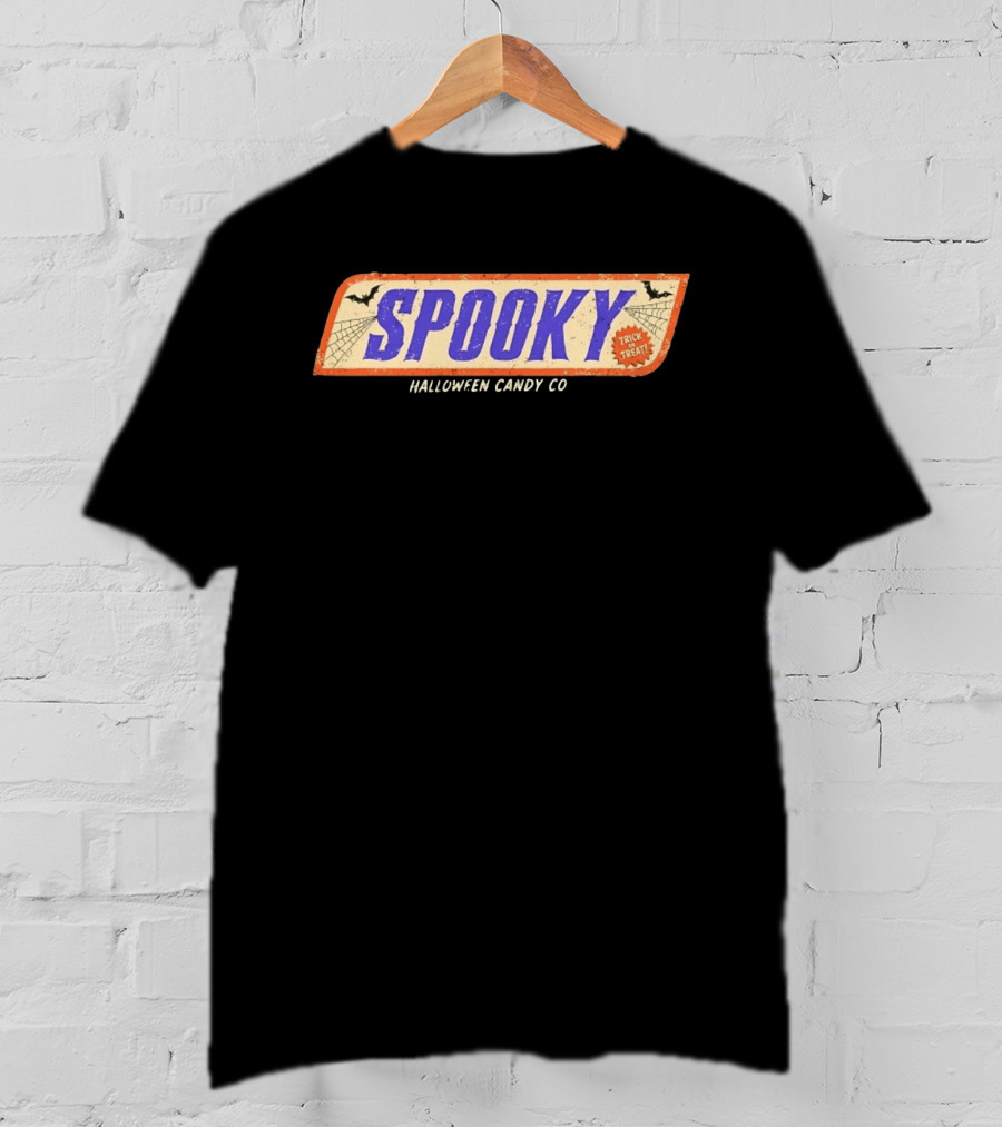 Spooky Halloween Candy Co Trick Or Treat Distressed Bats Cobwebs T-Shirt