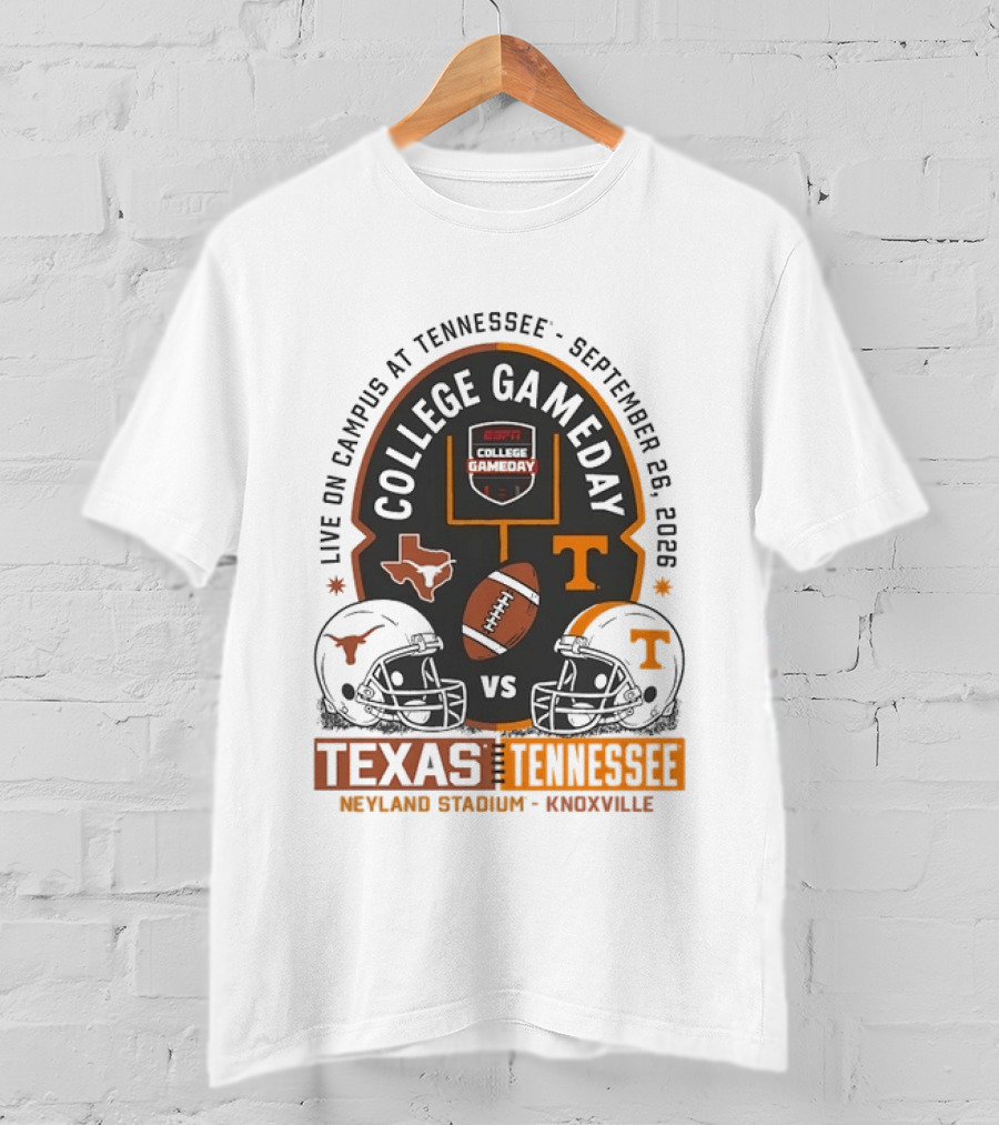 Live On Campus ESPN College GameDay Texas Vs Tennessee Neyland Stadium September 26 2026 T-Shirt