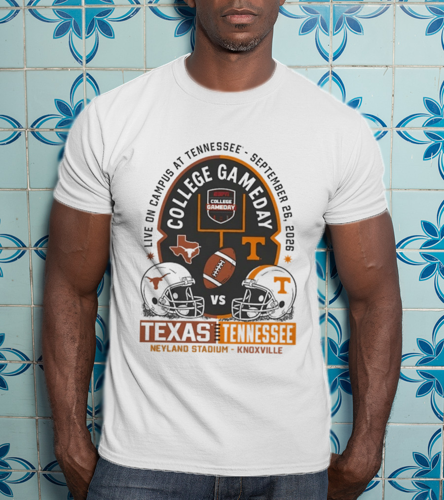 Live On Campus ESPN College GameDay Texas Vs Tennessee Neyland Stadium September 26 2026 T-Shirt