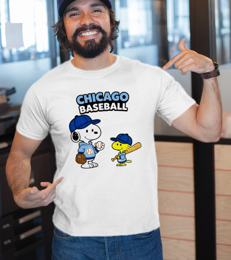 Chicago Cubs Baseball Snoopy Woodstock Peanuts Cartoon MLB T-Shirt