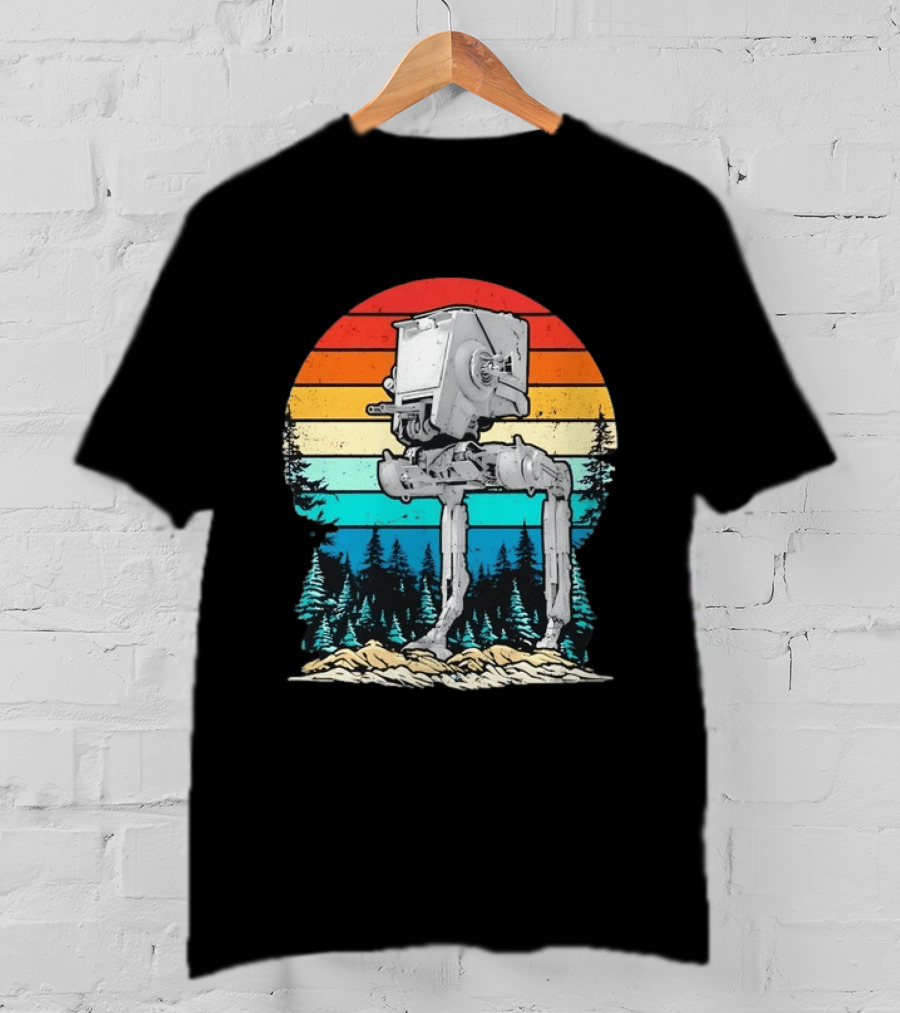 Star Wars AT ST Walker Retro Sunset And Pine Forest Scene T-Shirt