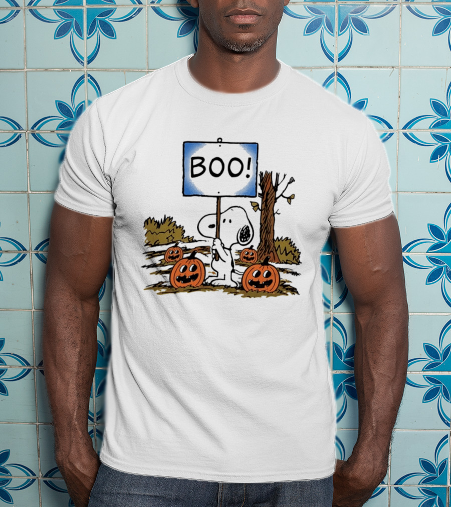 Snoopy Boo Sign Peanuts Halloween Pumpkins T-Shirt