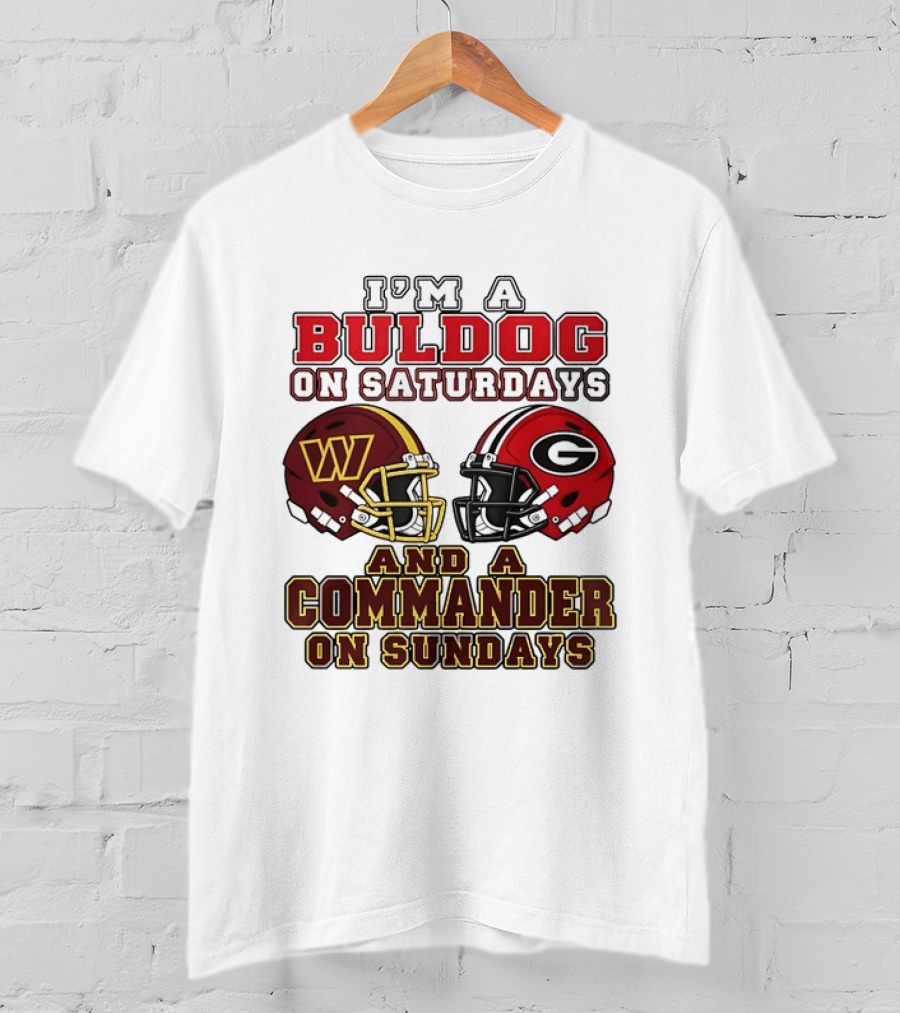 I'm A Bulldog On Saturdays And A Commander On Sundays Football Helmets T-Shirt
