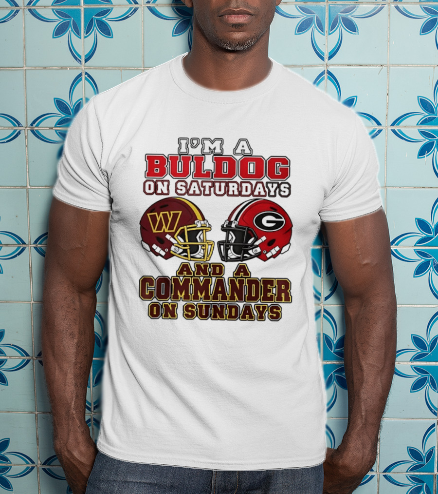 I'm A Bulldog On Saturdays And A Commander On Sundays Football Helmets T-Shirt
