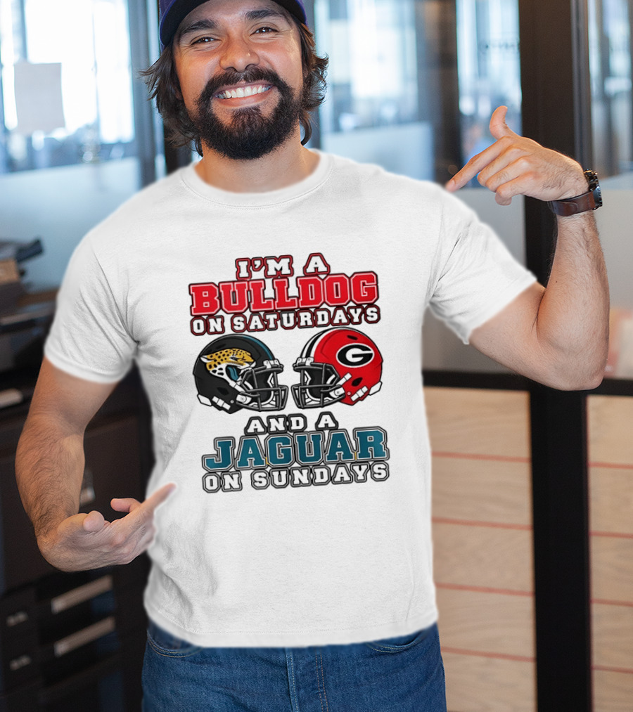 I'm A Bulldog On Saturdays Georgia Bulldogs And A Jaguar On Sundays Jacksonville Jaguars T-Shirt