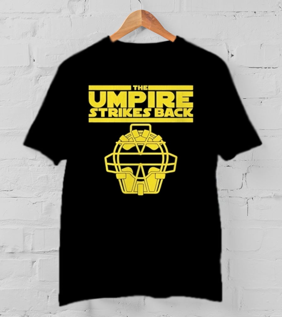 The Umpire Strikes Back Baseball Umpire Mask Retro Yellow T-Shirt