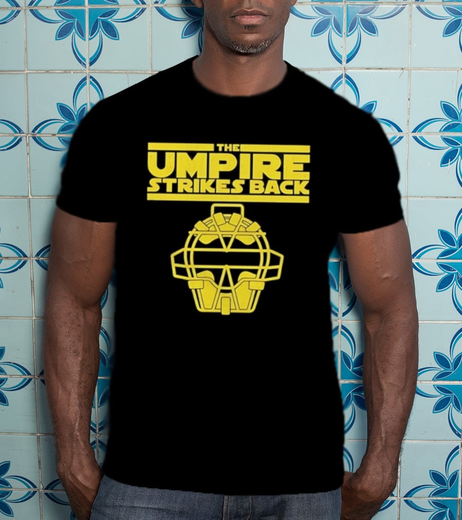 The Umpire Strikes Back Baseball Umpire Mask Retro Yellow T-Shirt