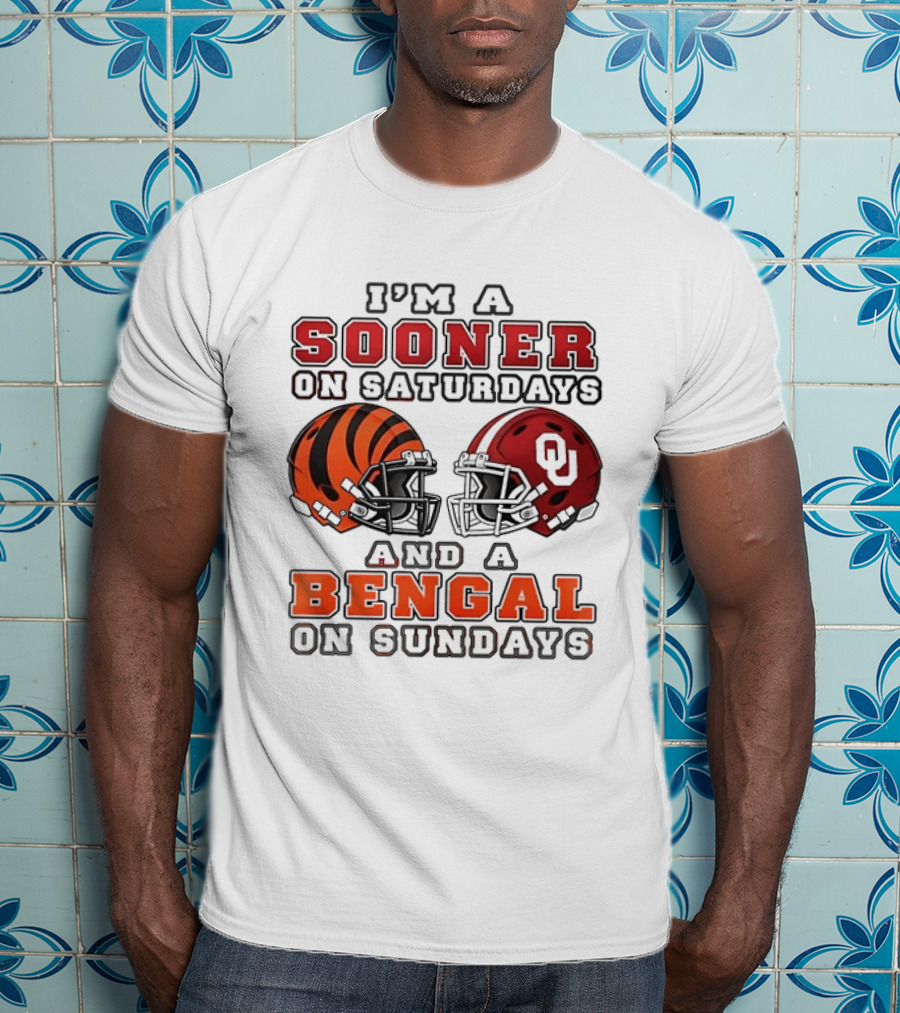 I'm A Sooner On Saturdays And A Bengal On Sundays Sports Fan Gear T-Shirt