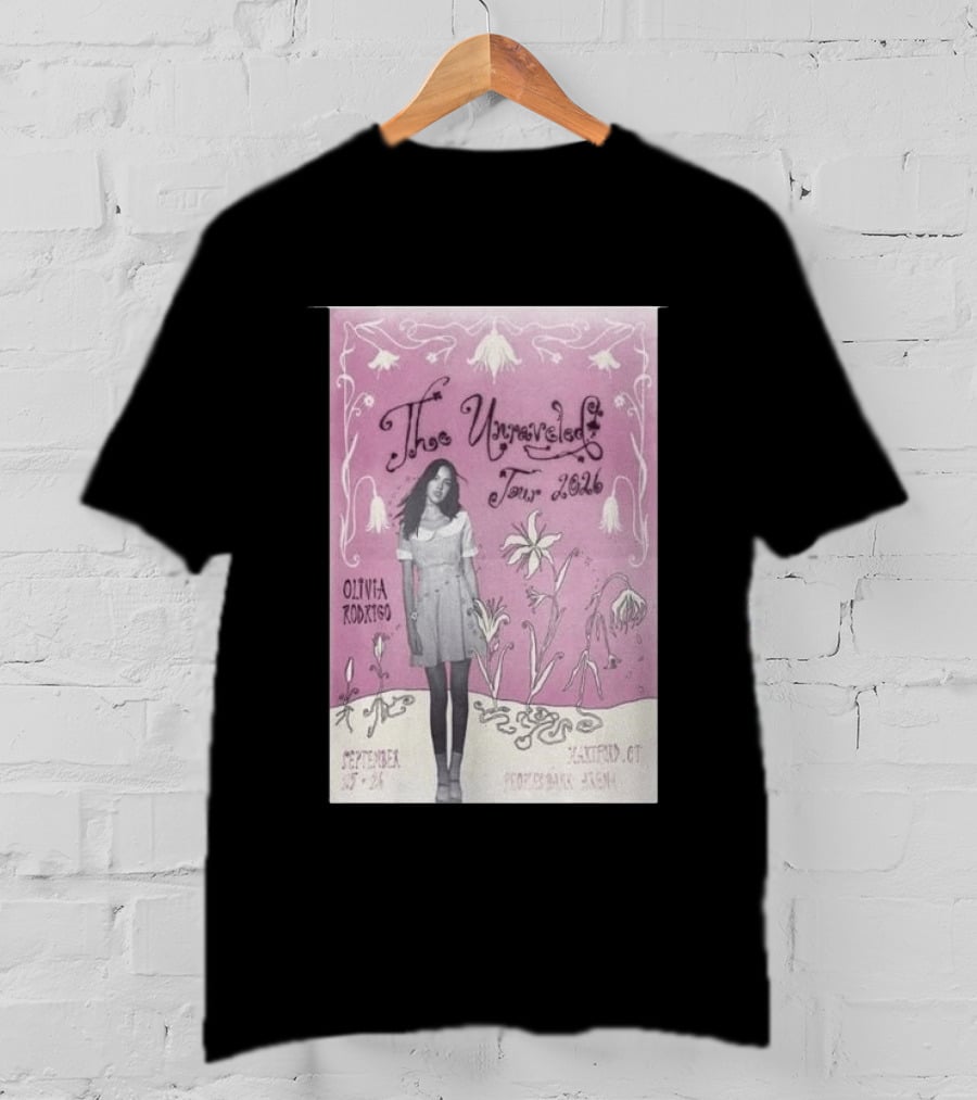 The Unraveled Tour Olivia Rodrigo 2026 Hartford Show September 26 XL Center Floral T-Shirt