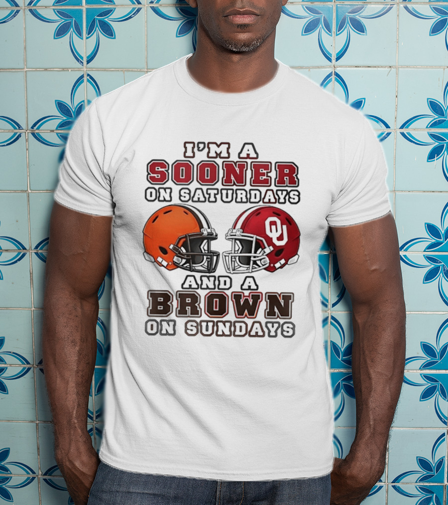 I'm A Sooner On Saturdays And A Brown On Sundays Football Helmets T-Shirt