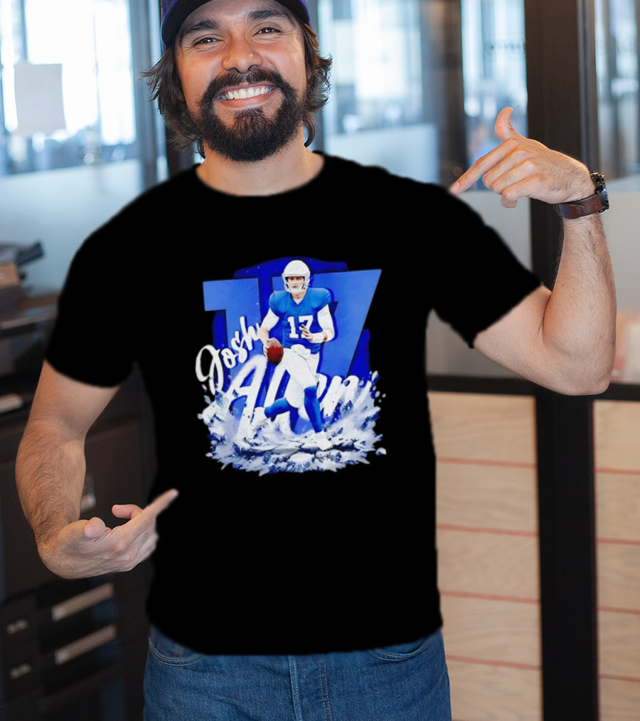 Josh Allen 17 Buffalo Bills Quarterback Snow Wave T-Shirt