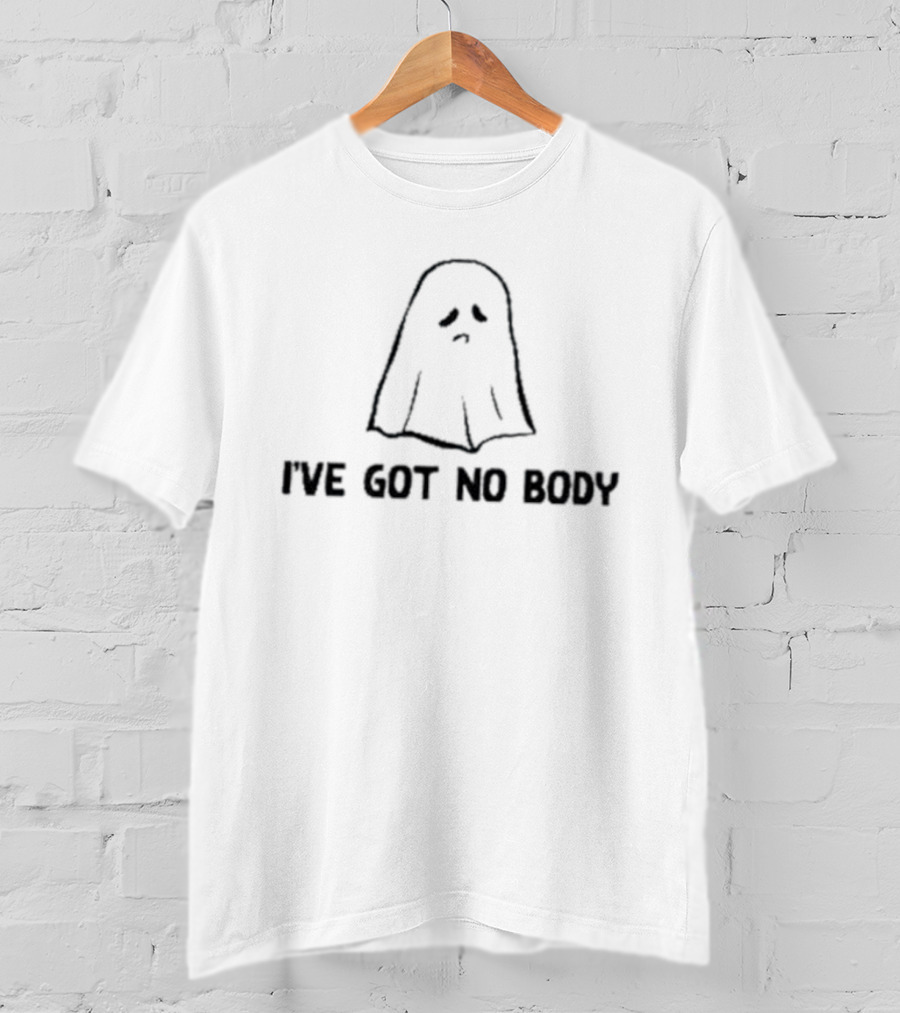 I've Got No Body Ghost Pun Halloween Spooky Cute Sad Ghost Drawing T-Shirt