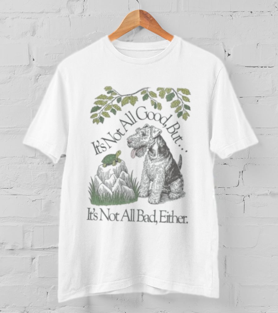 It's Not All Good But It's Not All Bad Either Dog And Turtle Under Yellow Leaves T-Shirt