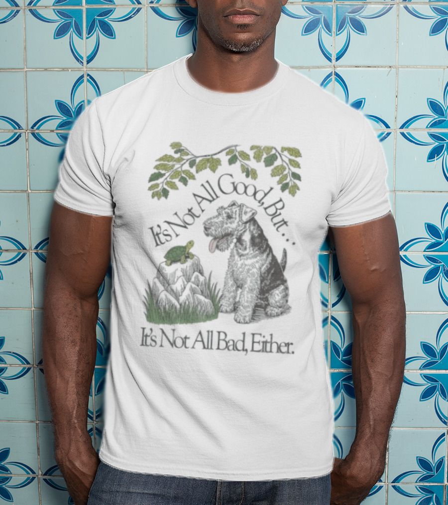 It's Not All Good But It's Not All Bad Either Dog And Turtle Under Yellow Leaves T-Shirt