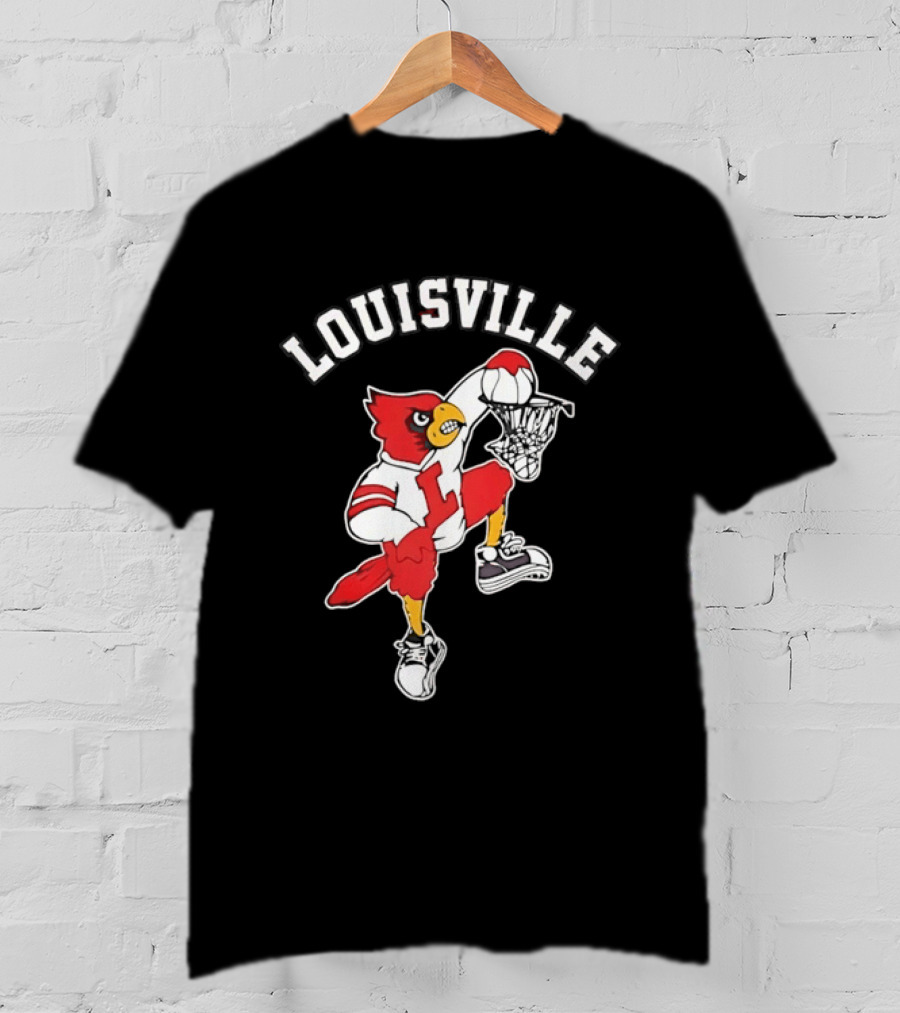 Louisville Cardinals Basketball Mascot Dunking T-Shirt
