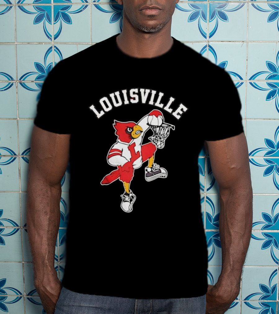 Louisville Cardinals Basketball Mascot Dunking T-Shirt