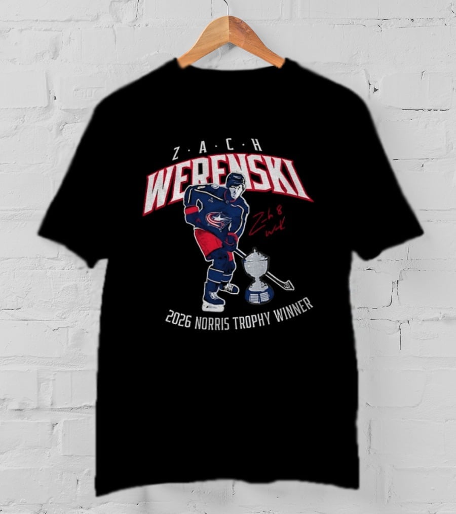 Zach Werenski Columbus Hockey 2026 Norris Trophy Winner T-Shirt