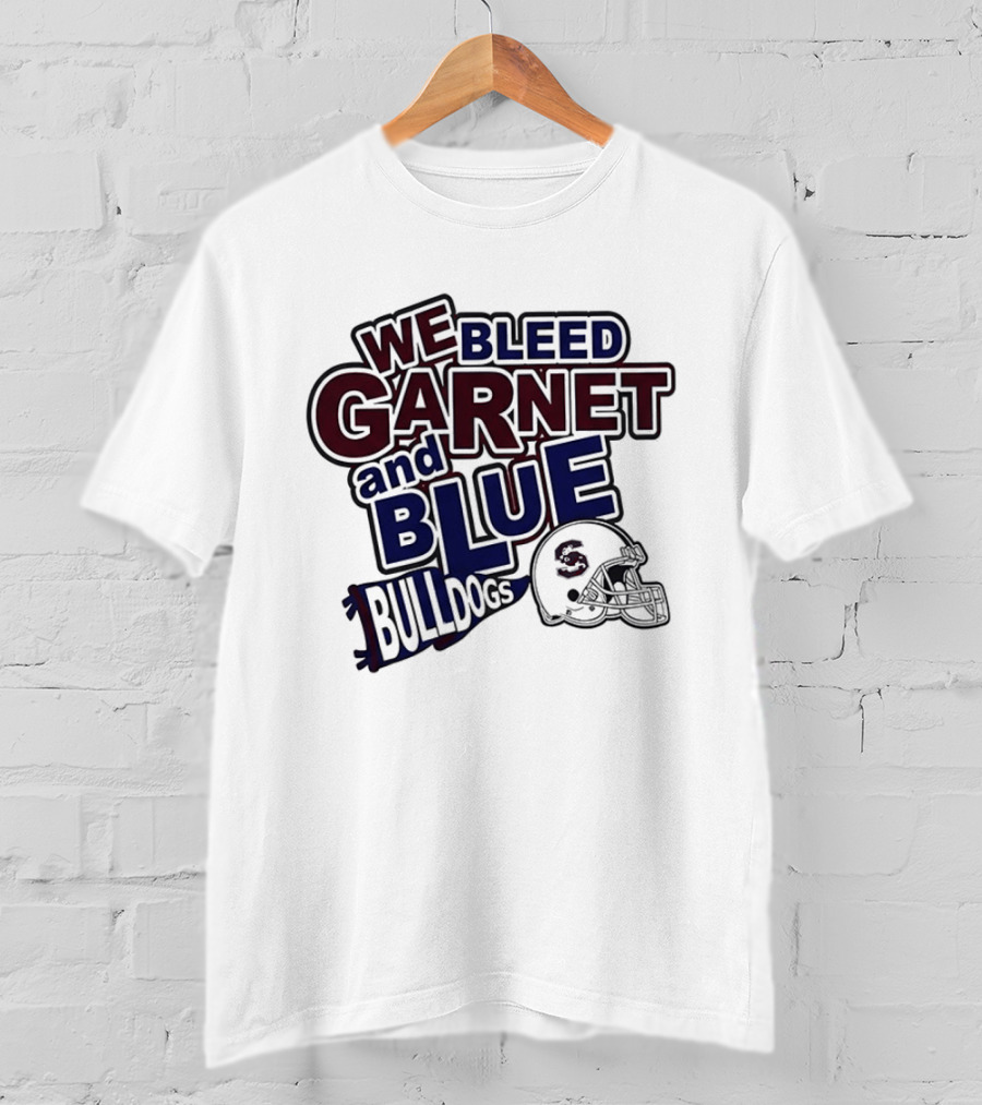 We Bleed Garnet And Blue Bulldogs South Carolina State Football T-Shirt
