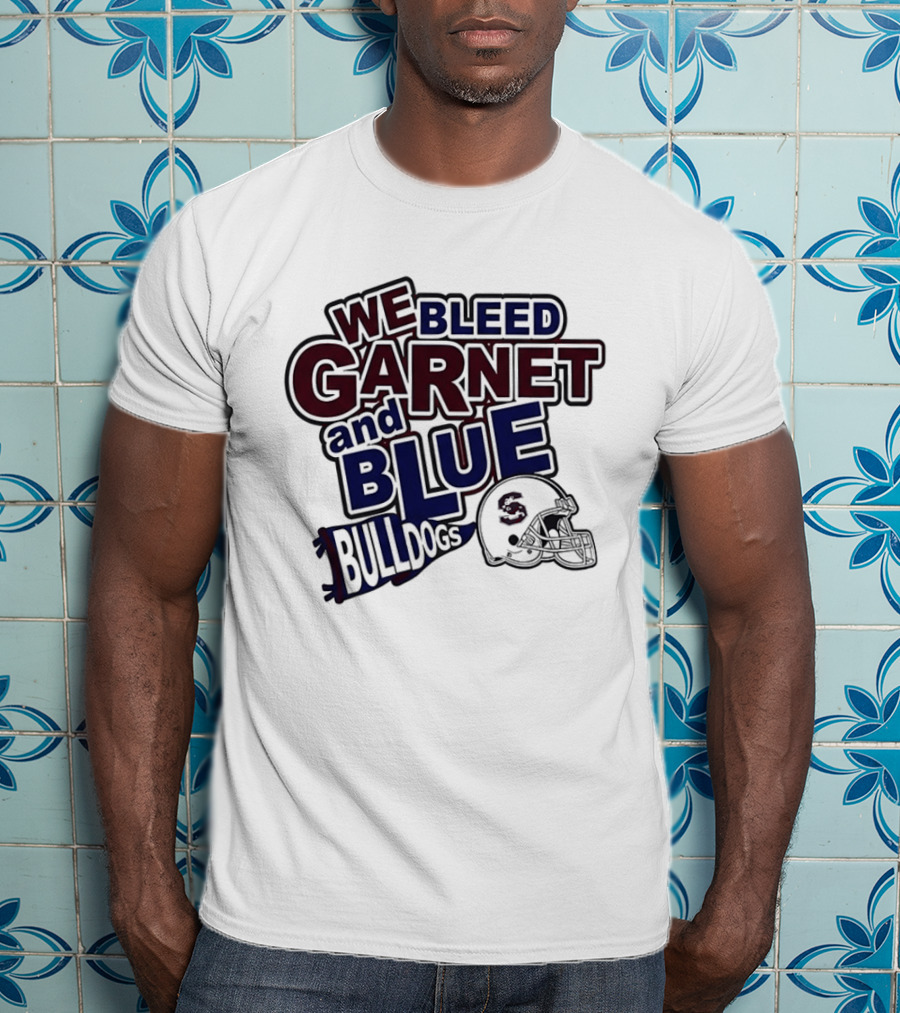 We Bleed Garnet And Blue Bulldogs South Carolina State Football T-Shirt