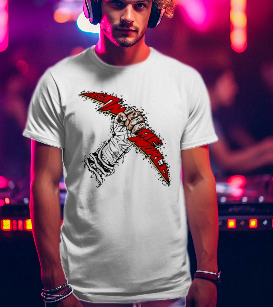 MMA Fighter Fist Power Justin The World Red And Black T-Shirt