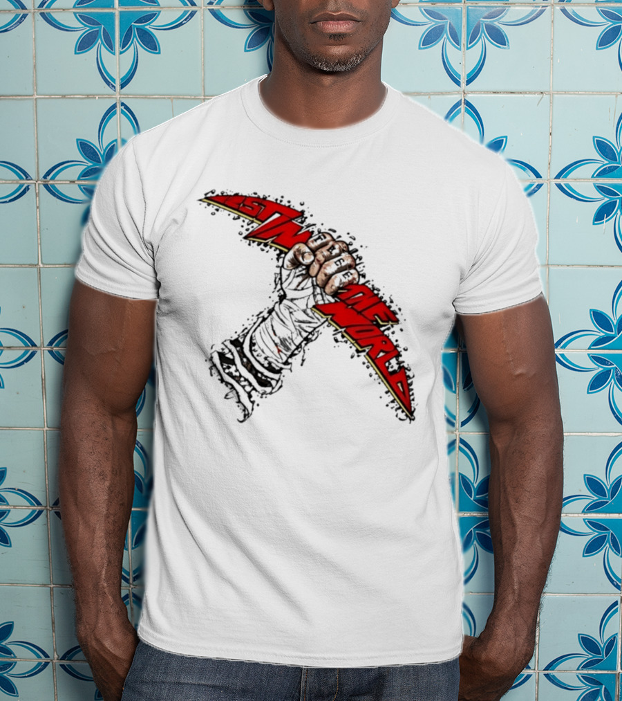 MMA Fighter Fist Power Justin The World Red And Black T-Shirt