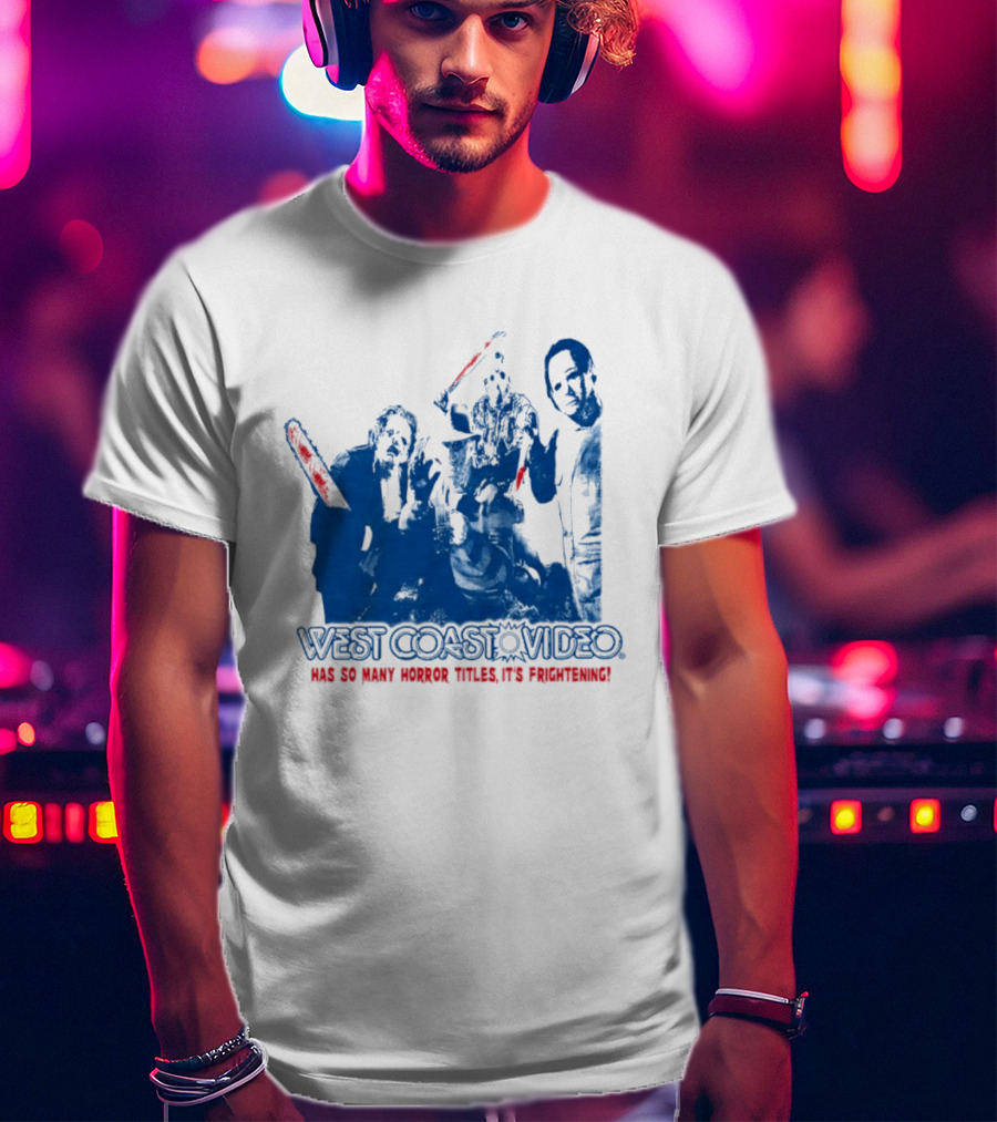 West Coast Video Horror It's Frightening Slasher Movie Halloween T-Shirt