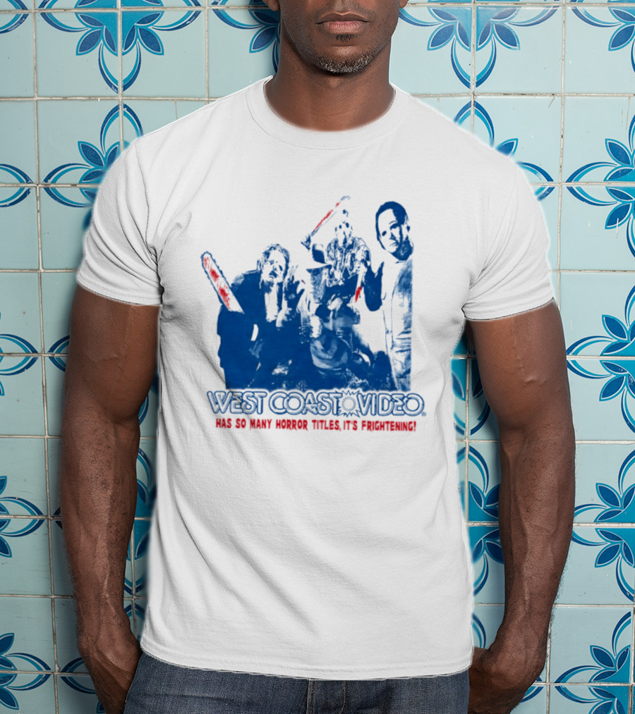 West Coast Video Horror It's Frightening Slasher Movie Halloween T-Shirt