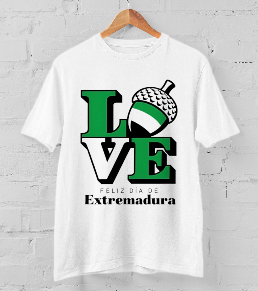 Love Feliz Día De Extremadura Acorn Icon Spain Celebration T-Shirt