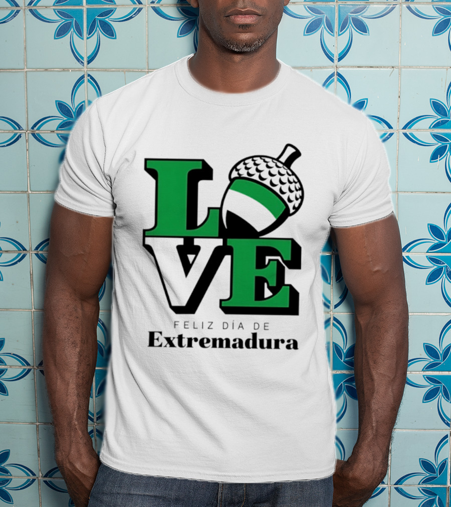 Love Feliz Día De Extremadura Acorn Icon Spain Celebration T-Shirt