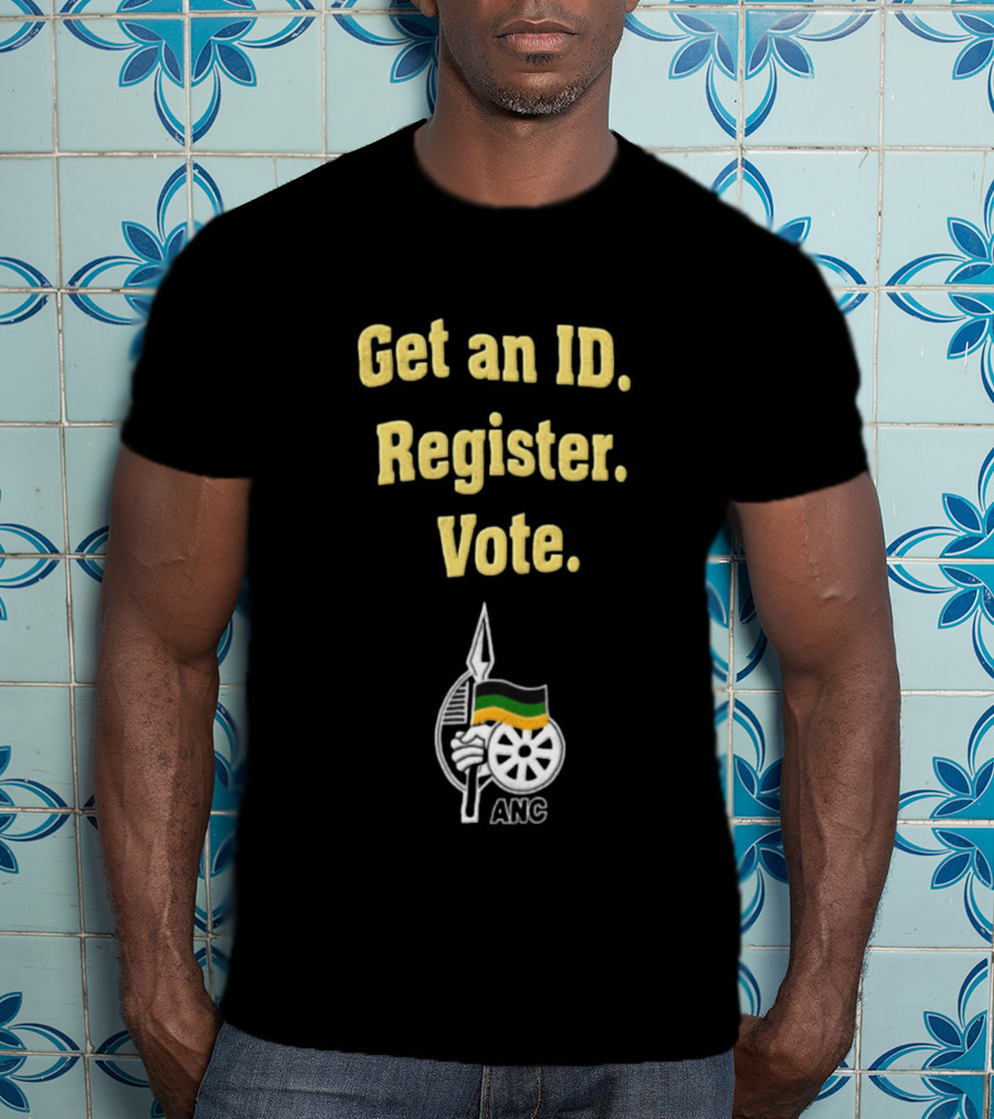 ANC Get An ID Register Vote Encouragement With Iconic Spear And Wheel T-Shirt