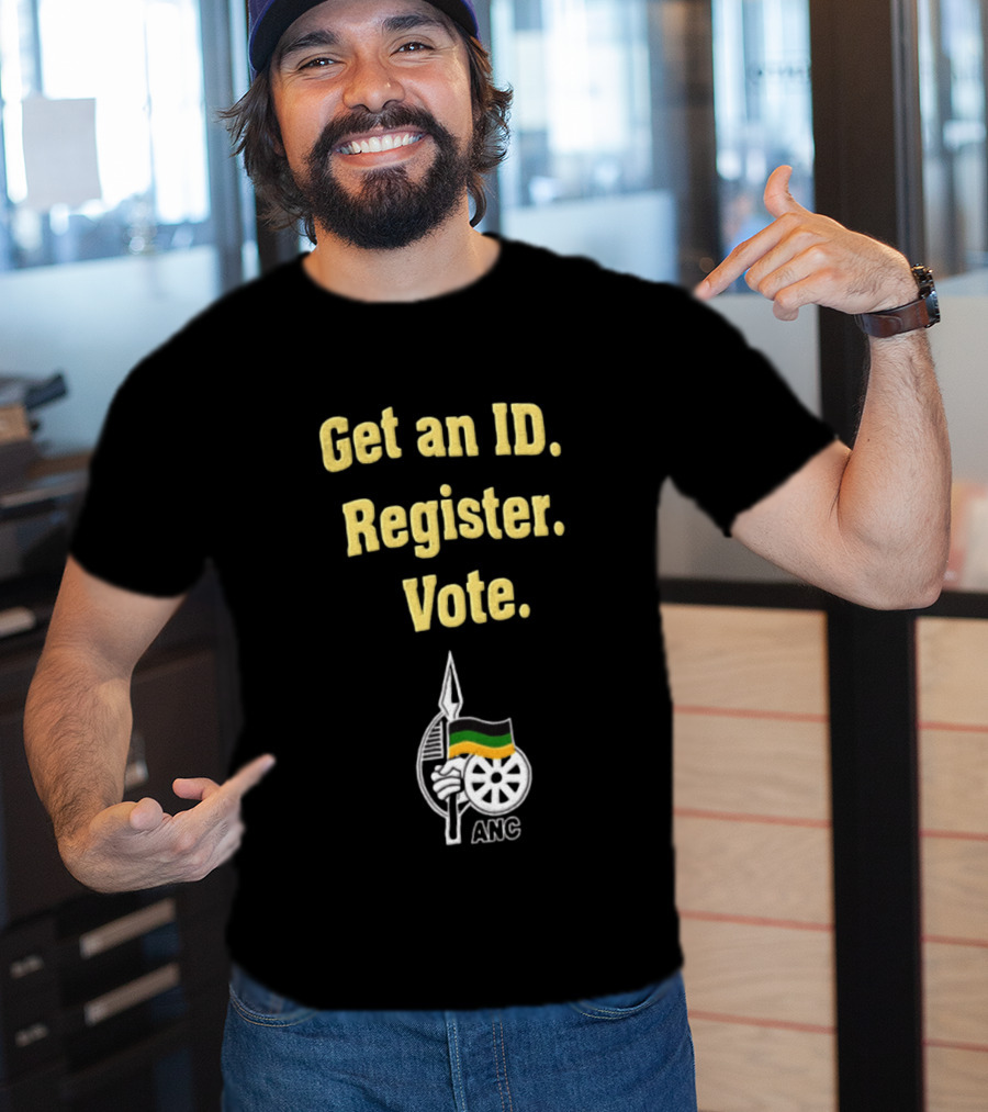 ANC Get An ID Register Vote Encouragement With Iconic Spear And Wheel T-Shirt
