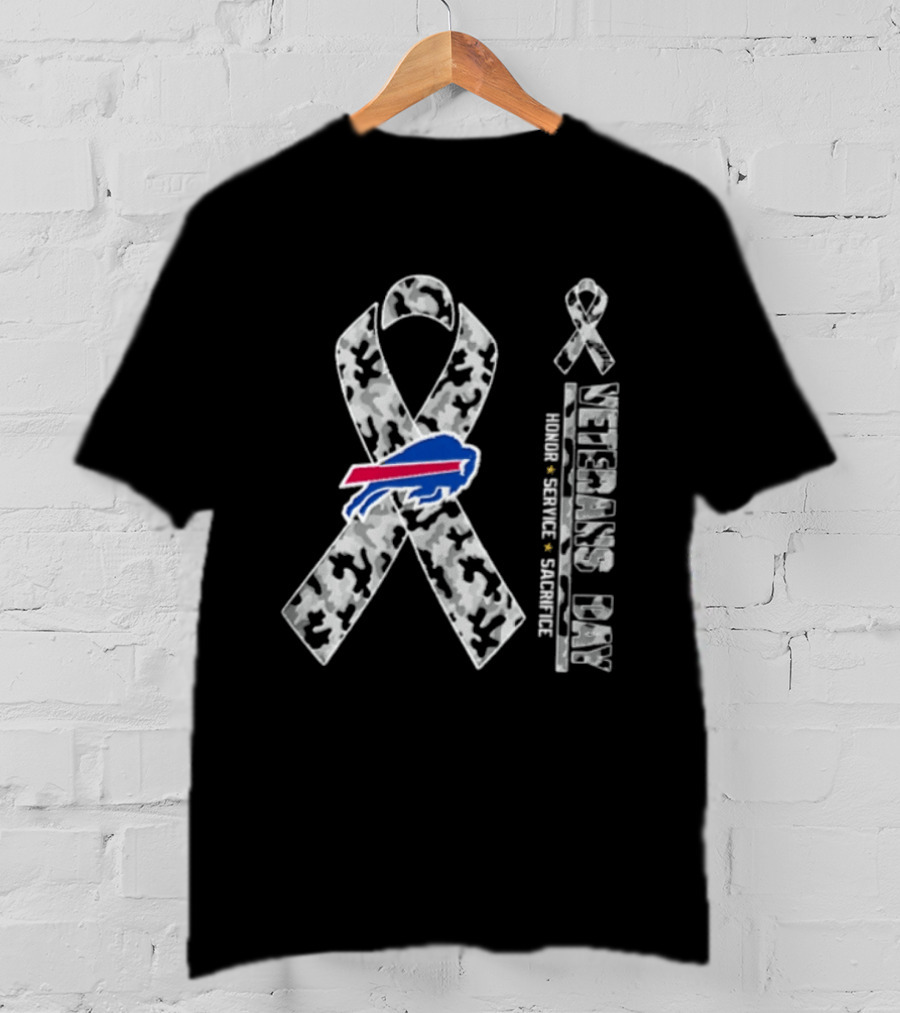 Buffalo Bills Camo Ribbon Veterans Day Honor Service Sacrifice T-Shirt