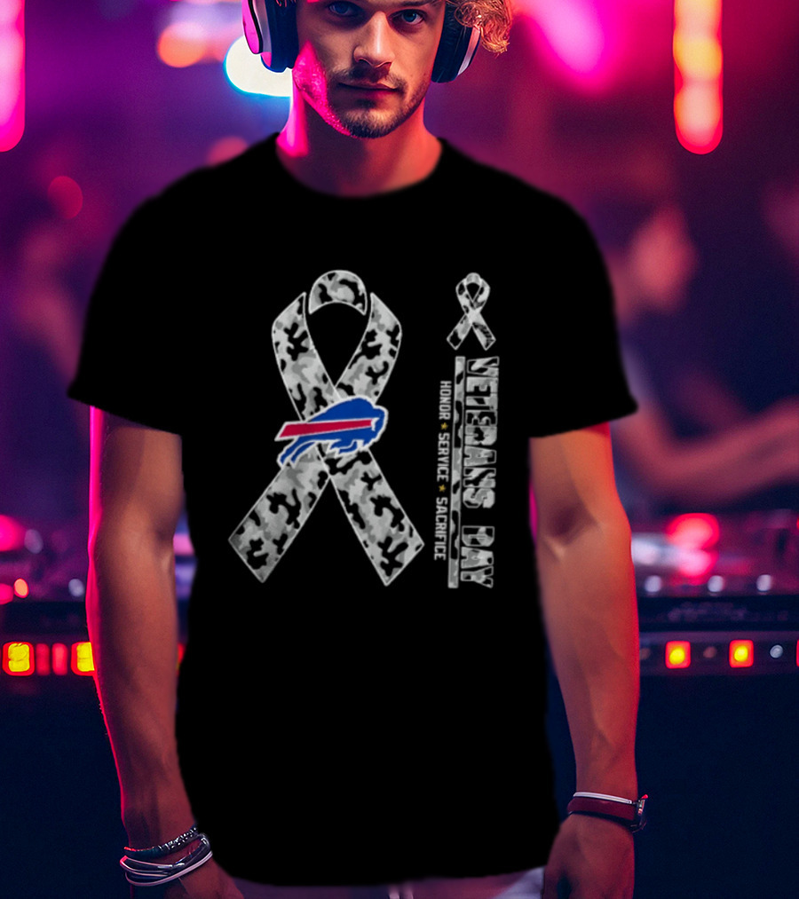 Buffalo Bills Camo Ribbon Veterans Day Honor Service Sacrifice T-Shirt