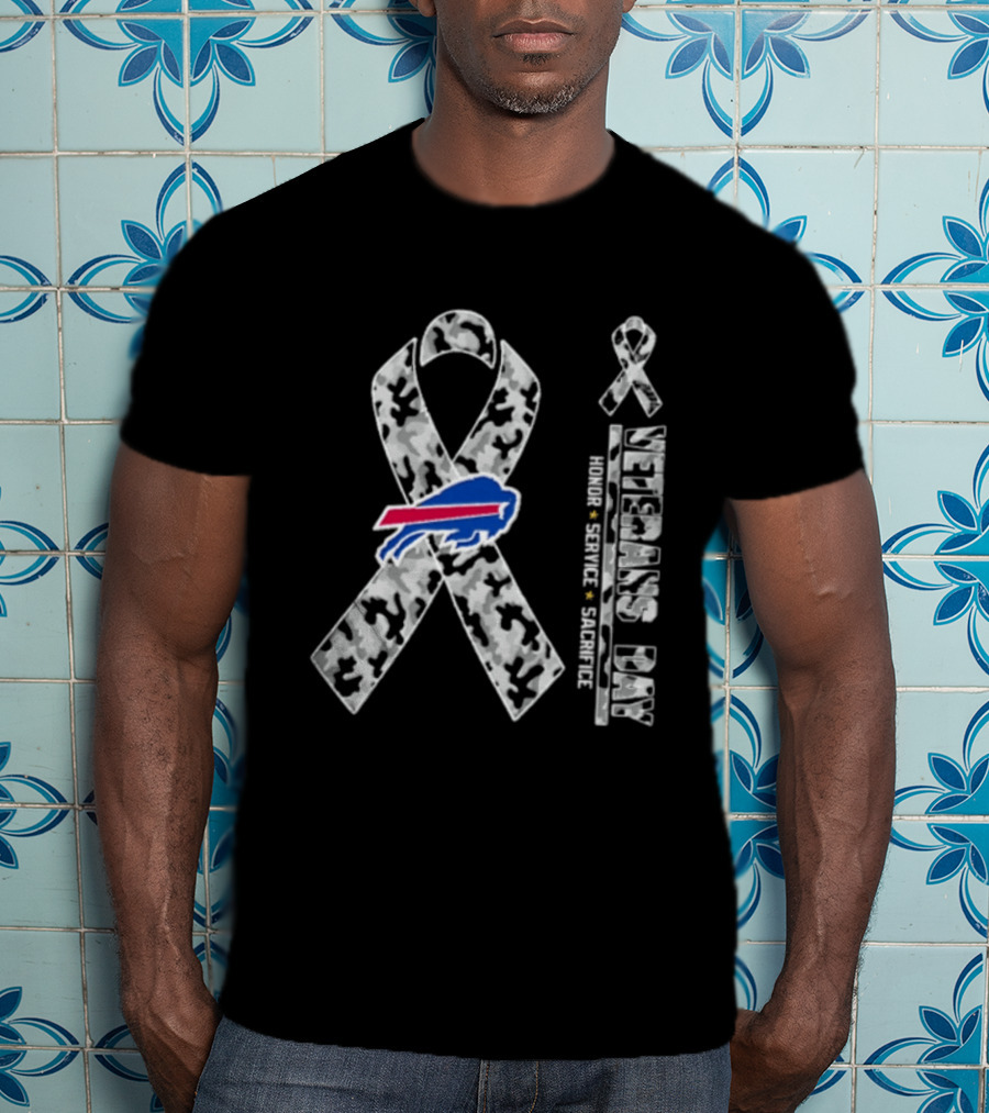 Buffalo Bills Camo Ribbon Veterans Day Honor Service Sacrifice T-Shirt