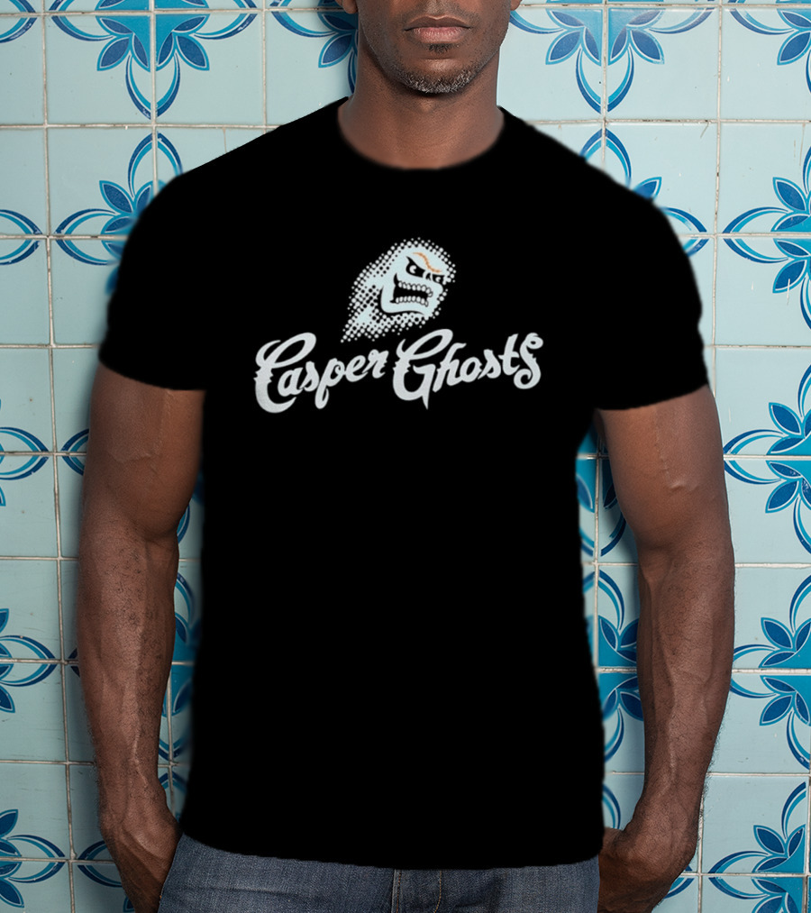 Casper Ghosts Minor League Baseball Team Spooky Logo With Mascot Head T-Shirt