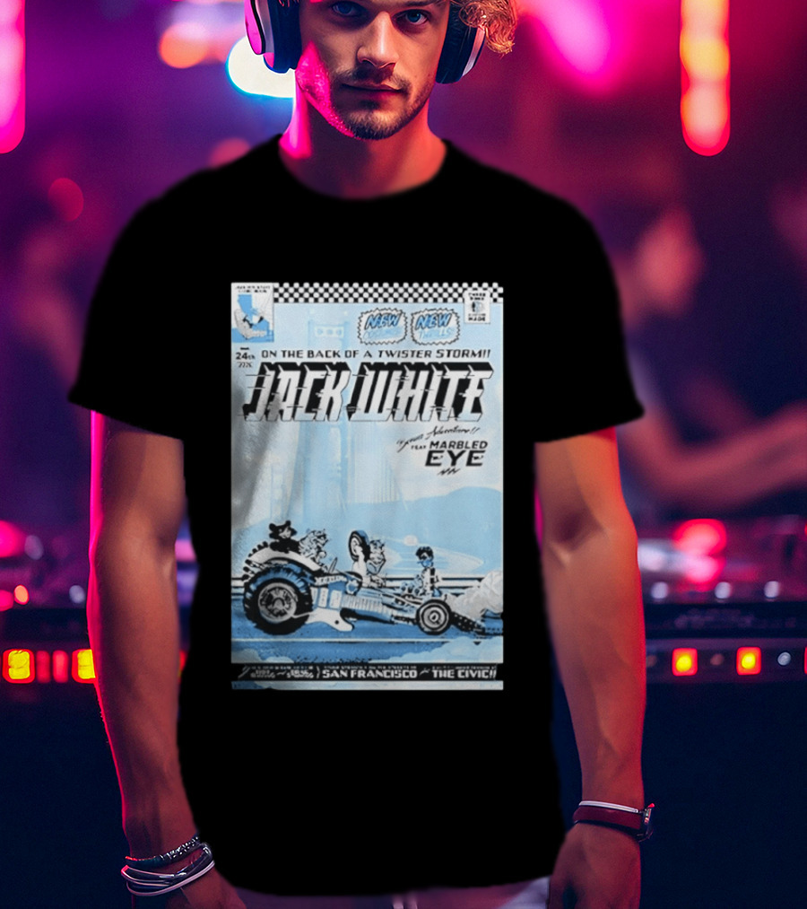 Jack White Twister Storm SF Comic Book Adventure Featuring Marbled Eye San Francisco The Civic T-Shirt