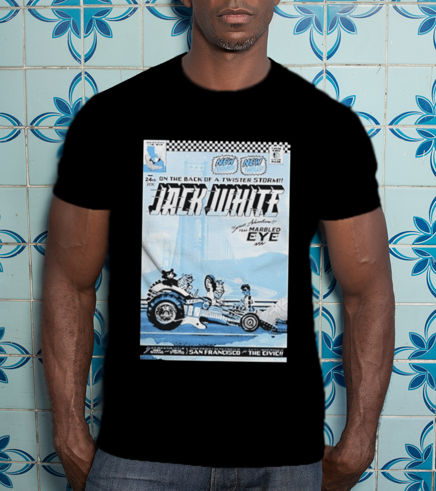 Jack White Twister Storm SF Comic Book Adventure Featuring Marbled Eye San Francisco The Civic T-Shirt