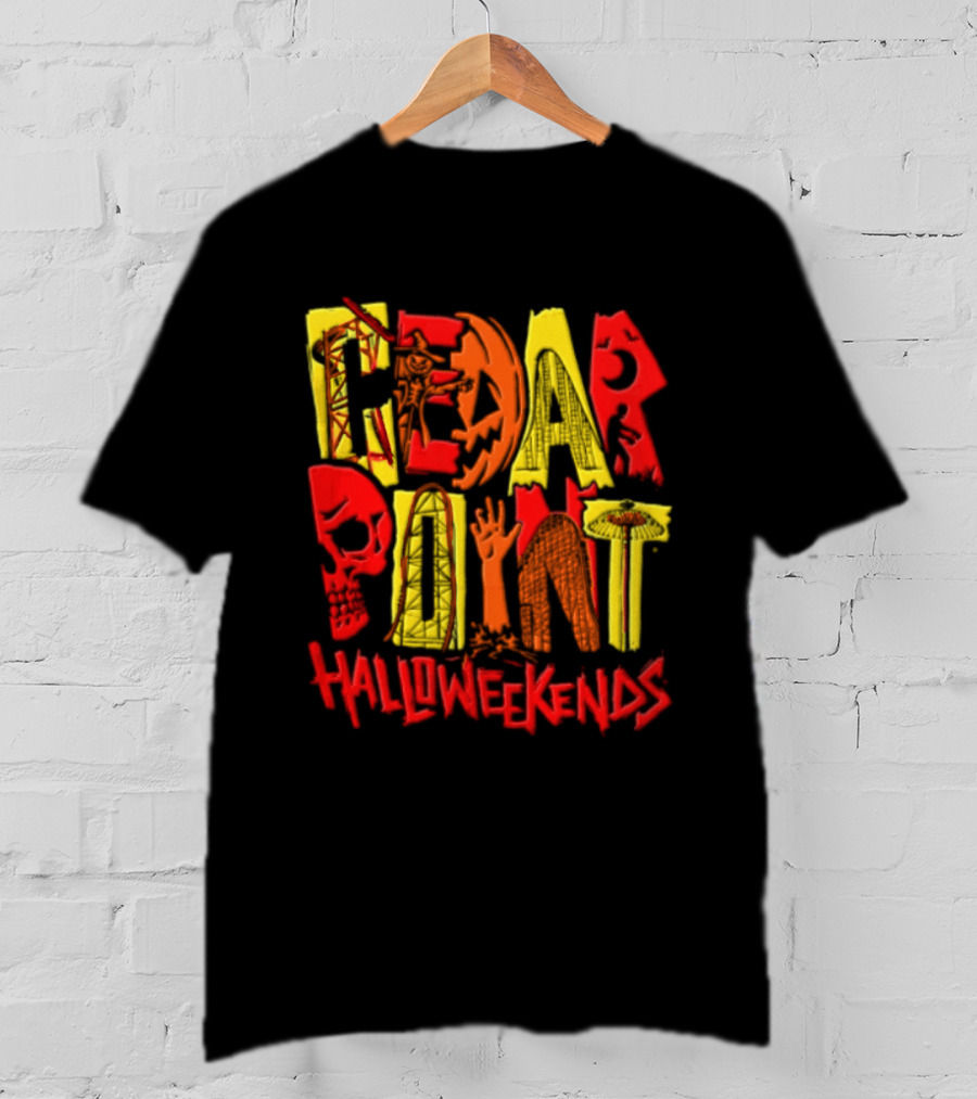 Cedar Point Halloweekends Roller S Scarecrow Skull Zombie Halloween Event T-Shirt