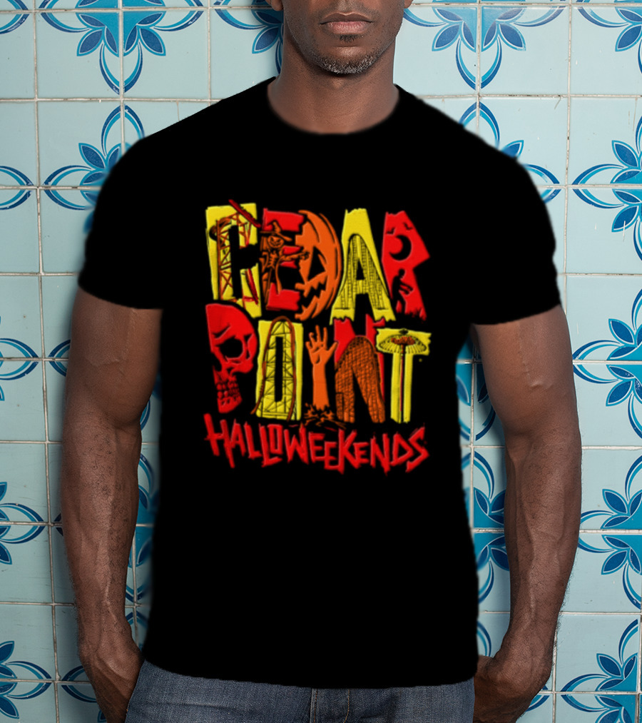 Cedar Point Halloweekends Roller S Scarecrow Skull Zombie Halloween Event T-Shirt