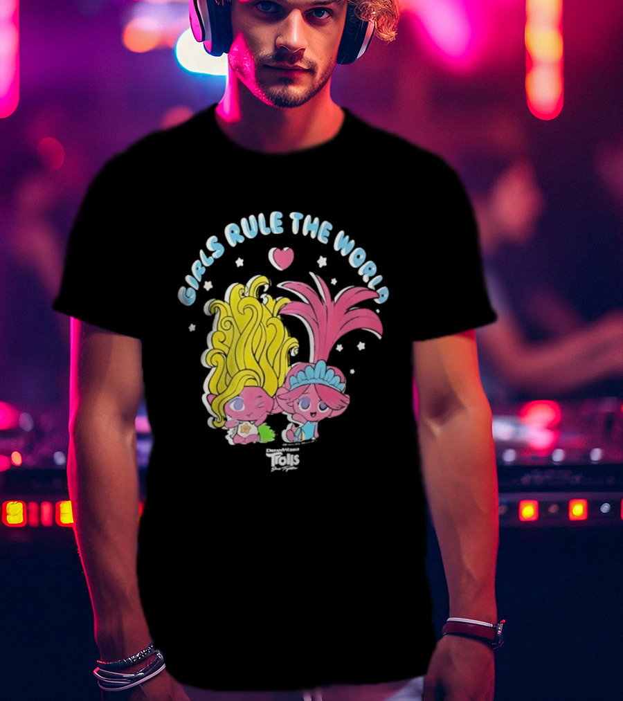 DreamWorks Trolls Band Together Girls Rule The World Bright Colorful T-Shirt