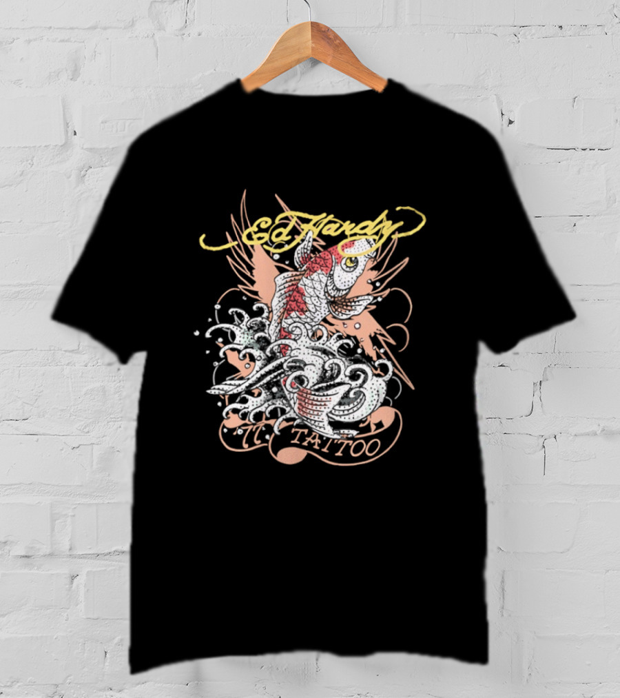 Ed Hardy 77 Tattoo Koi Fish Y2K Fashion T-Shirt
