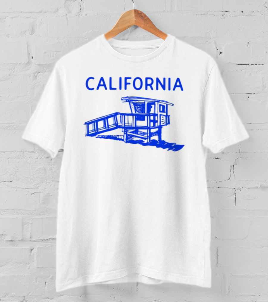 California Beach Sketch Lifeguard Tower T-Shirt