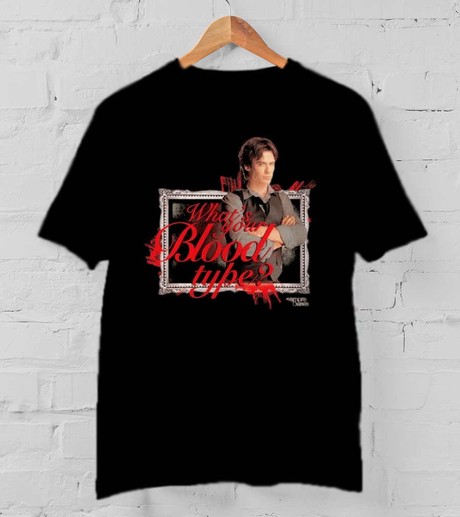 The Vampire Diaries Damon Salvatore What's Your Blood Type Framed T-Shirt