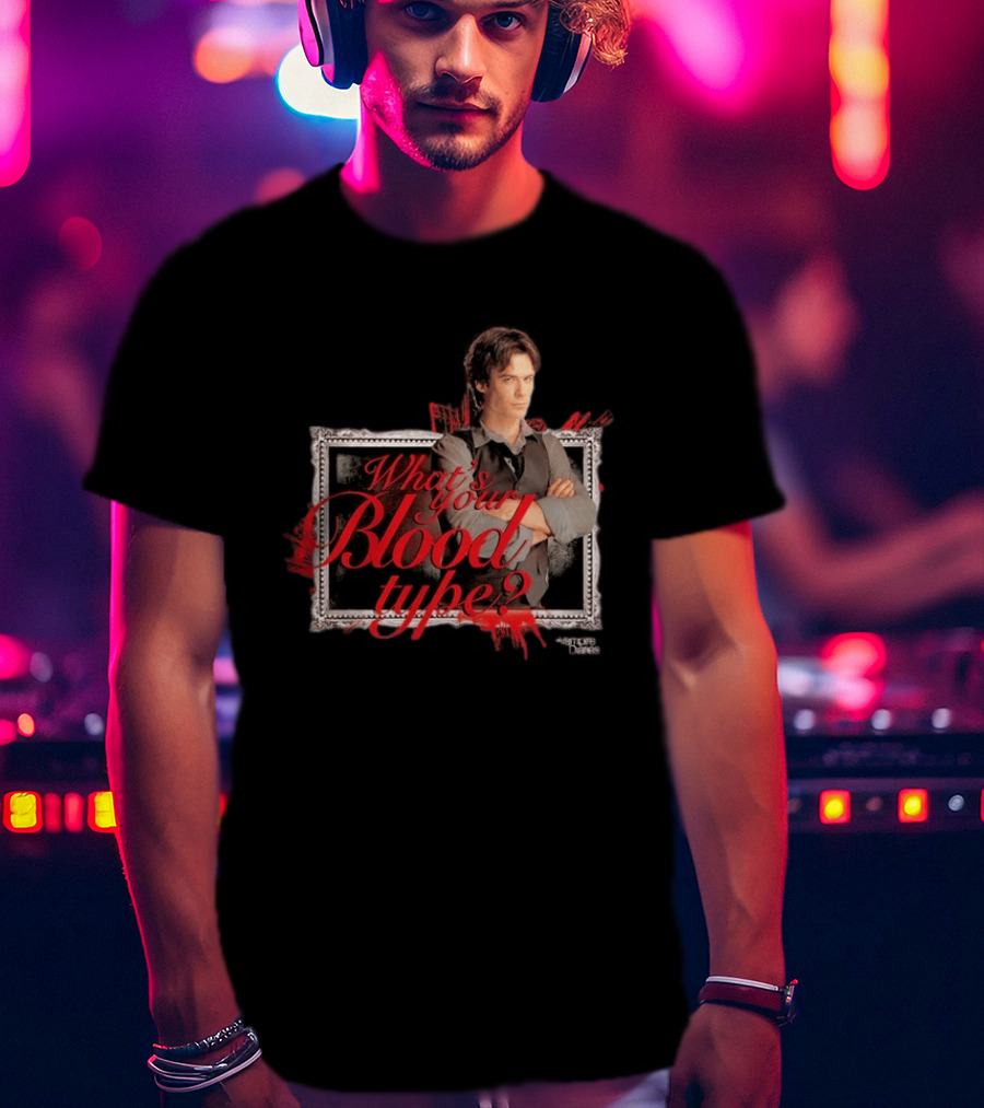 The Vampire Diaries Damon Salvatore What's Your Blood Type Framed T-Shirt