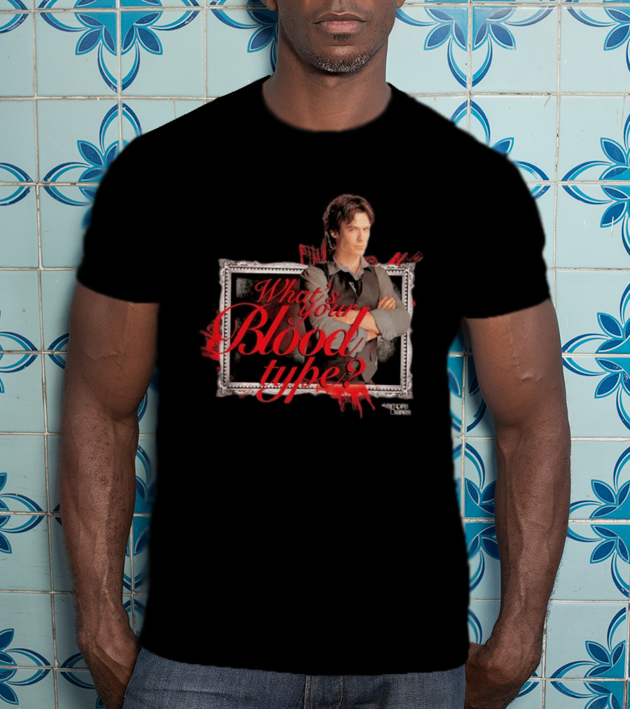 The Vampire Diaries Damon Salvatore What's Your Blood Type Framed T-Shirt