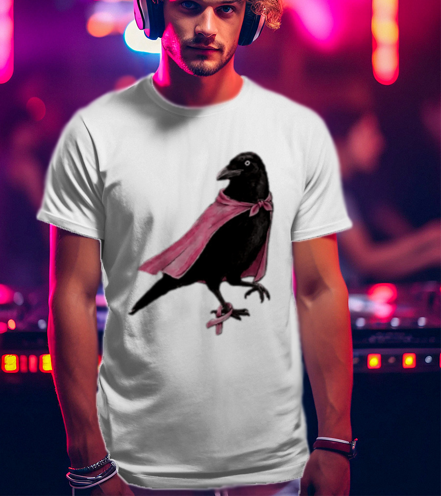 Breast Cancer Awareness Month Pink Ribbon Crow We Wear Pink In October T-Shirt