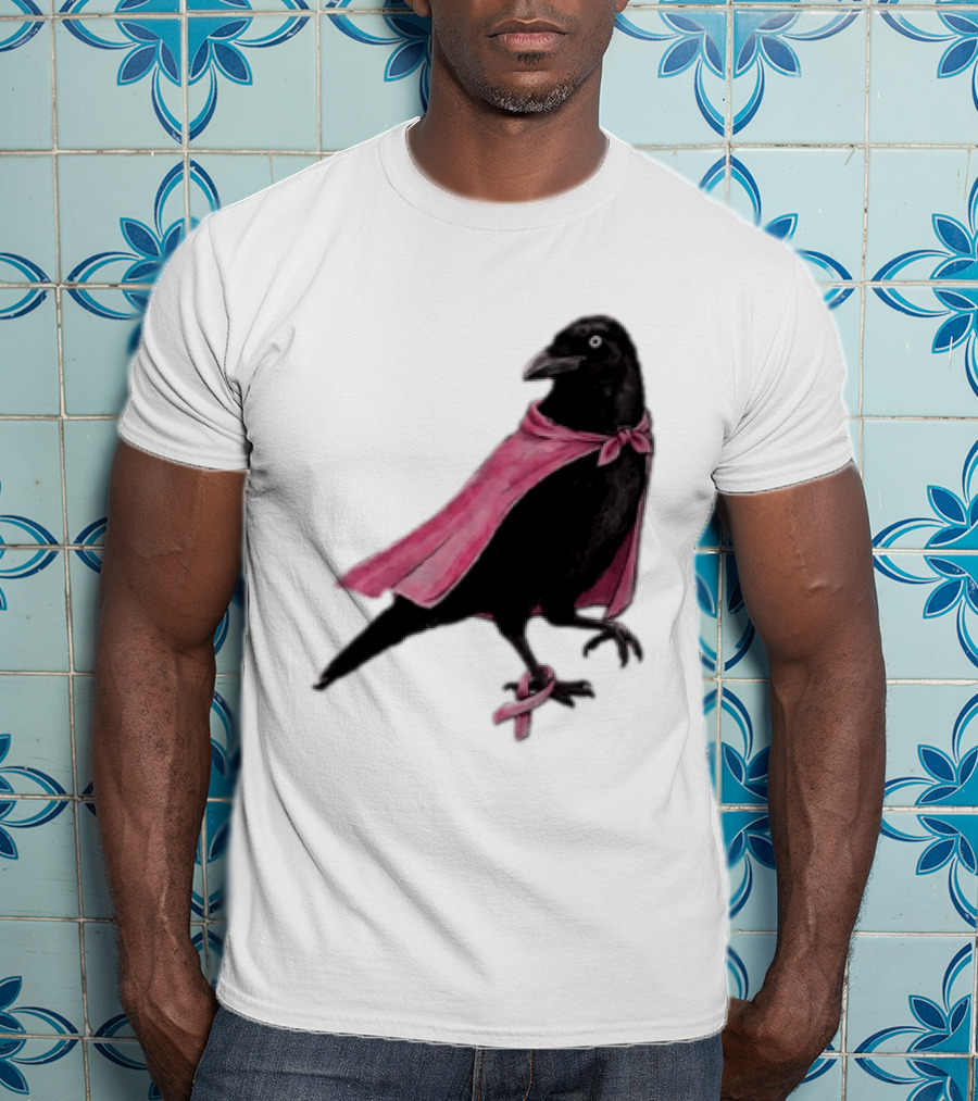 Breast Cancer Awareness Month Pink Ribbon Crow We Wear Pink In October T-Shirt