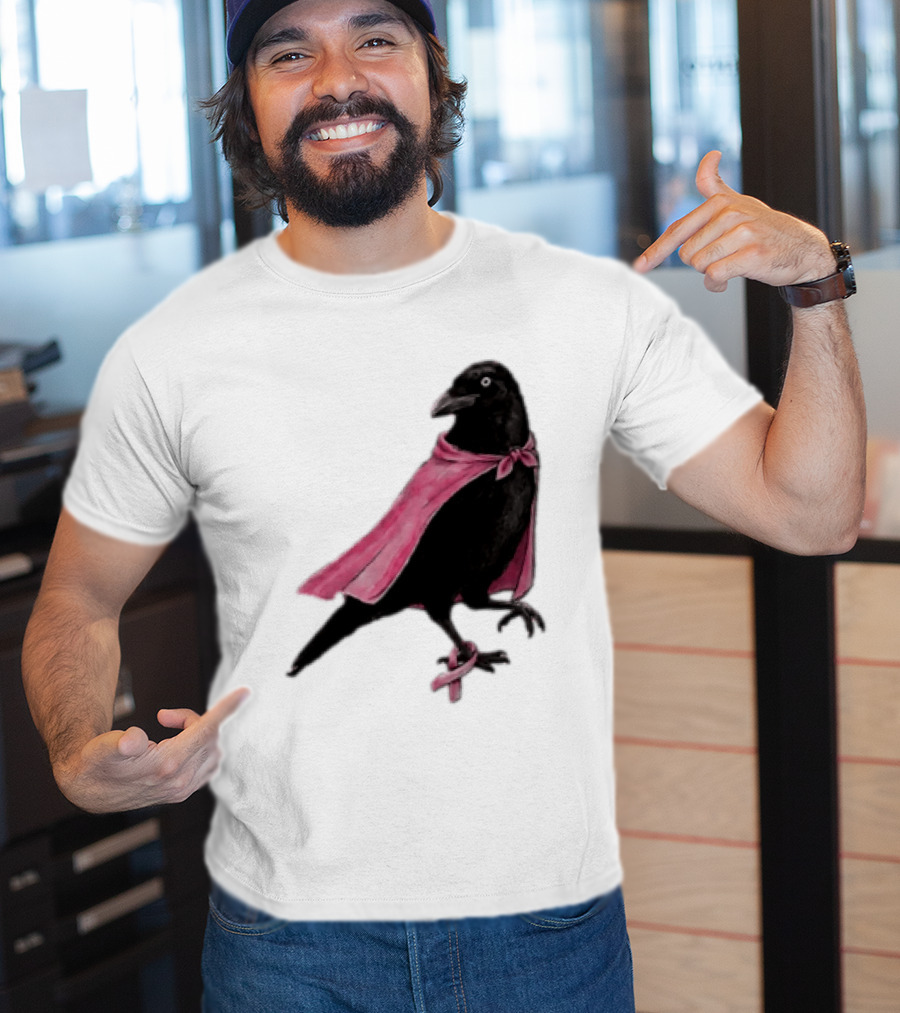 Breast Cancer Awareness Month Pink Ribbon Crow We Wear Pink In October T-Shirt
